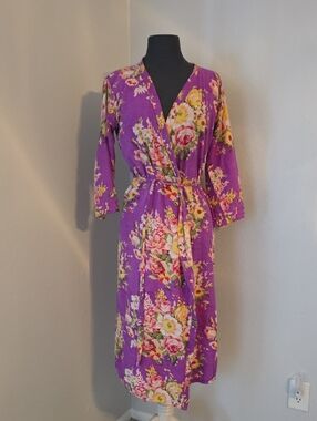 Purple Floral Wrap Robe